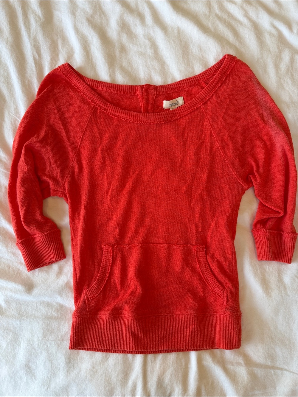 Aerie Coral Scoop-Neck Women’s Sweater with Front Pocket XS